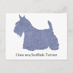 Carte Postale Silhouette de Terrier Écossais en Denim