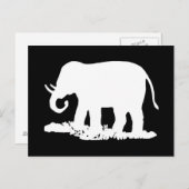 Carte Postale Silhouette d'éléphant noir et blanc (Devant / Derrière)
