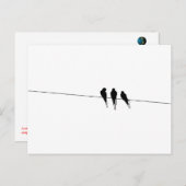 Carte Postale Silhouette des oiseaux noirs sur fil (Devant / Derrière)