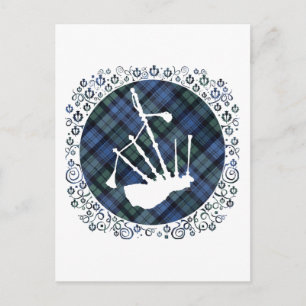 Carte Postale Silhouette des tuyaux sur Tartan