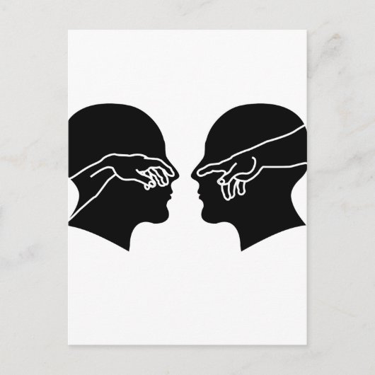 Carte Postale Silhouette des visages masculins avec les mains (Devant)