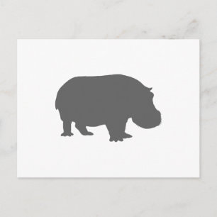 Carte Postale Silhouette d'hippo gris