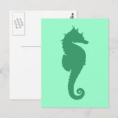 Carte Postale Silhouette d'Hippocampe Vert (Devant / Derrière)