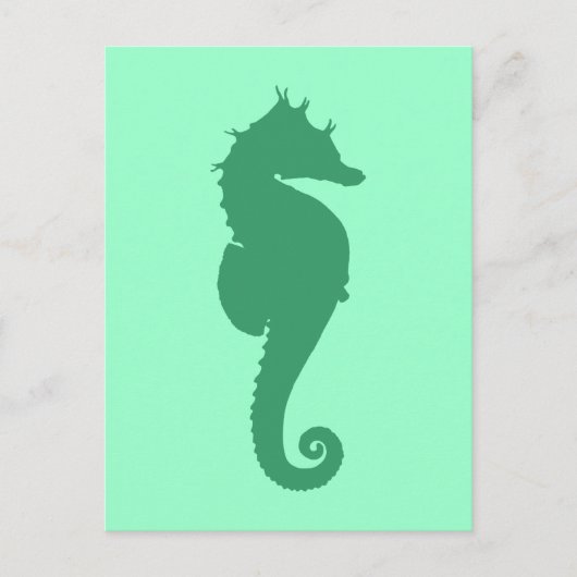 Carte Postale Silhouette d'Hippocampe Vert (Devant)
