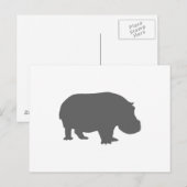 Carte Postale Silhouette d'hippopotame gris (Devant / Derrière)