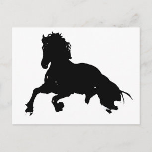 Carte Postale Silhouette du cheval blanc noir