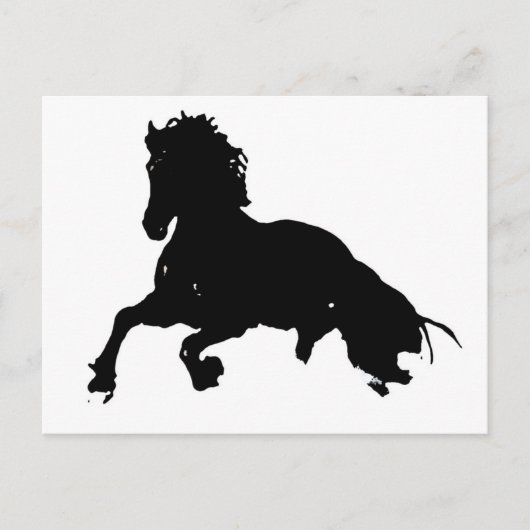 Carte Postale Silhouette du cheval blanc noir (Devant)