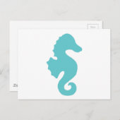 Carte Postale Silhouette du cheval de mer turquoise (Devant / Derrière)