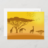 Carte Postale Silhouette du coucher de soleil en Afrique (Devant / Derrière)