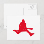 Carte Postale Silhouette du joueur de guitare rouge (Devant / Derrière)