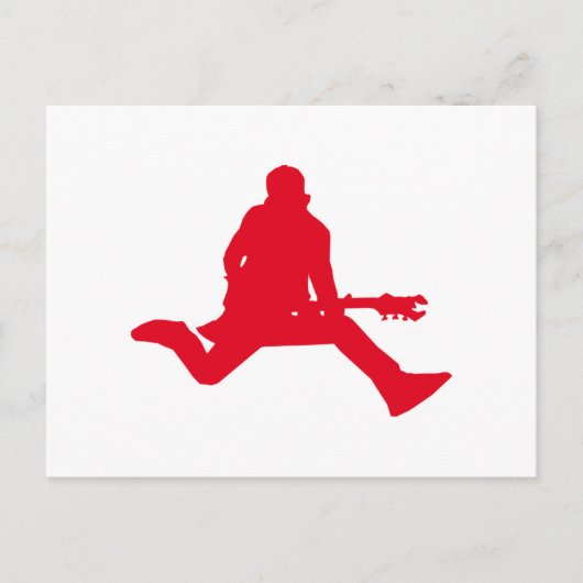 Carte Postale Silhouette du joueur de guitare rouge (Devant)