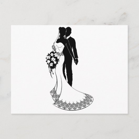 Carte Postale Silhouette du Mariage de mariée et de chambre (Devant)