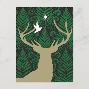 Carte Postale Silhouette d'un cerf, d'une colombe et d'une étoil