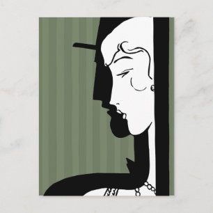 Carte Postale Silhouette d'un couple d'une vingtaine d'années