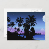 Carte Postale Silhouette d'un couple s'étreignant sur la plage (Devant / Derrière)