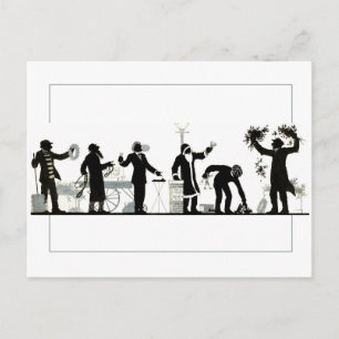 Carte Postale Silhouette d'un marché de rue de Noël