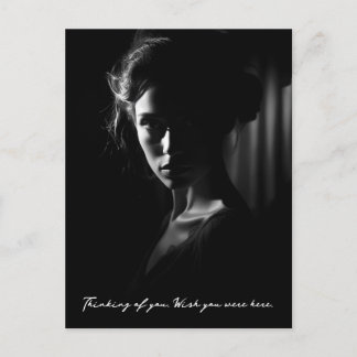Carte Postale Silhouette d'un visage femme B&W photo