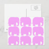 Carte postale Silhouette Eléphants Rose (Devant / Derrière)