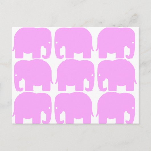 Carte postale Silhouette Eléphants Rose (Devant)