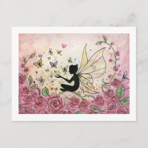 Carte Postale Silhouette et Rose