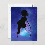 Carte Postale Silhouette Fée Bleue et Rose (Devant / Derrière)