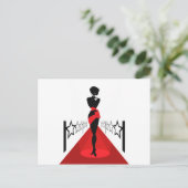 Carte Postale Silhouette femme élégante sur tapis rouge avec éto (Debout devant)