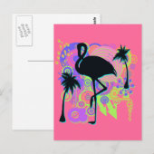 Carte Postale Silhouette Flamant rose rose (Devant / Derrière)