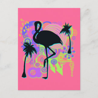 Carte Postale Silhouette Flamant rose rose
