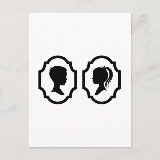 Carte Postale silhouette garçon et fille dans le cadre photo (Devant)