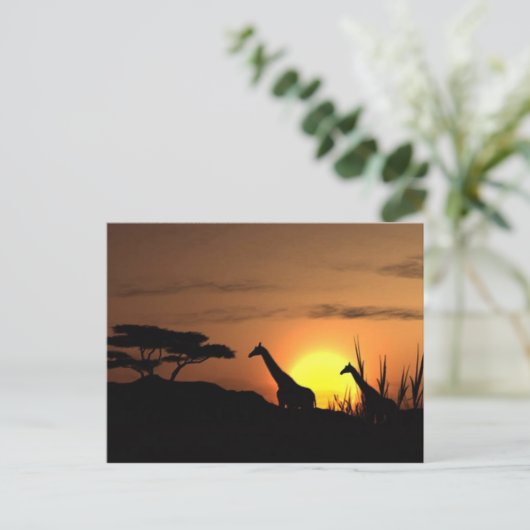 Carte Postale Silhouette Giraffe - Blanc pour votre propre messa (Debout devant)