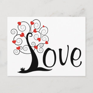 Carte Postale Silhouette Heart LOVE Tree