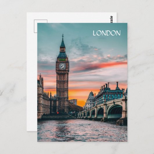 Carte Postale Silhouette Londres Sunset (Devant / Derrière)