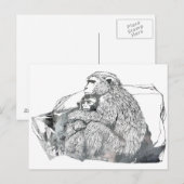 Carte Postale Silhouette Macaque Abstraite (Devant / Derrière)