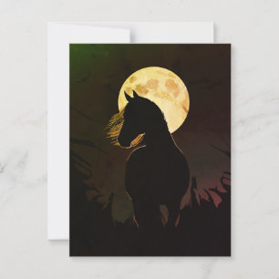 Carte Postale Silhouette majestueuse d'un cheval sous la pleine 