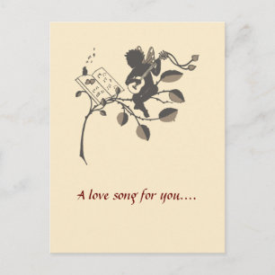 Carte Postale Silhouette musicale vintage d'ange