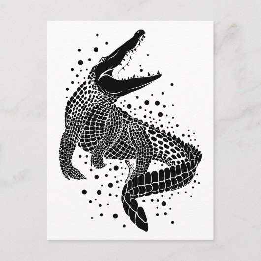 Carte Postale Silhouette noire d'un crocodile (Devant)
