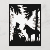 Carte Postale Silhouette Noire Rouge Hood Wolf Woods (Devant)