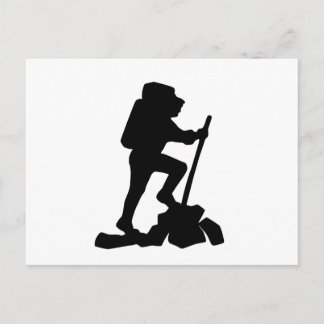 Carte Postale silhouette noire simple randonnée de montagne