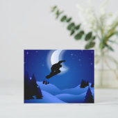 Carte postale Silhouette Nuit Snowboard Mountain (Debout devant)