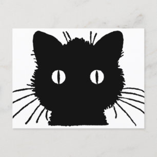 Carte Postale Silhouette of a black cat vintage illustration