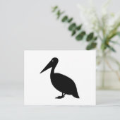 Carte Postale Silhouette pélicane sur blanc (Debout devant)