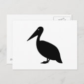 Carte Postale Silhouette pélicane sur blanc (Devant / Derrière)