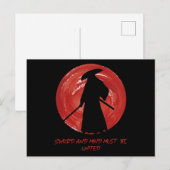 Carte Postale Silhouette rétro Samurai - Citation de Samurai Min (Devant / Derrière)
