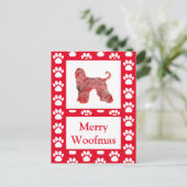 Carte Postale Silhouette Rouge Chien à col afghan Joyeux Noël (Debout devant)