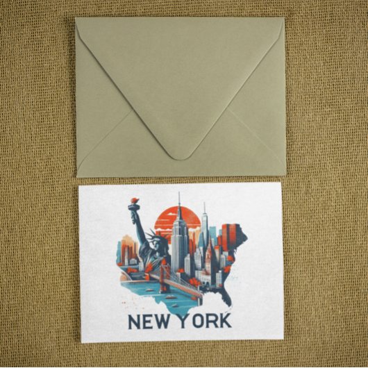 Carte Postale Silhouette Skyline Retro New York