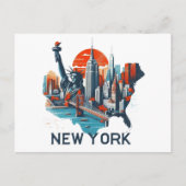 Carte Postale Silhouette Skyline Retro New York (Devant)