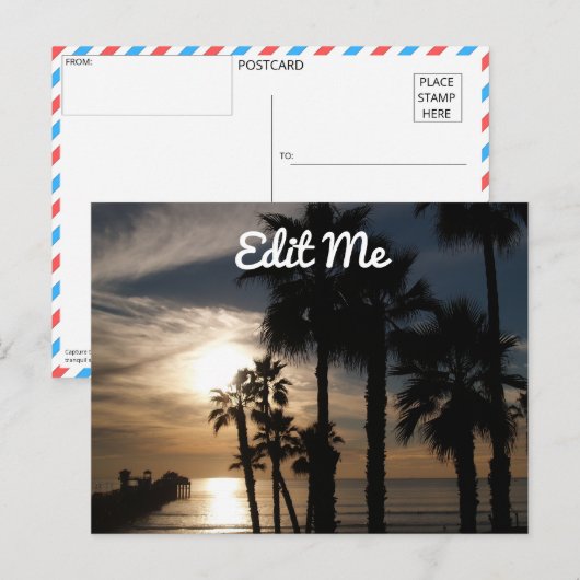 Carte postale Silhouette Sunset personnalisable (Devant / Derrière)