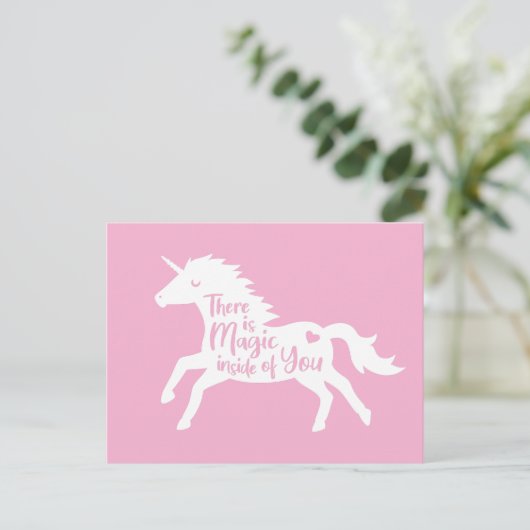 Carte Postale Silhouette Unicorne Blanche En Vous (Debout devant)