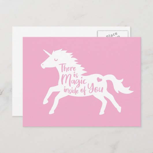 Carte Postale Silhouette Unicorne Blanche En Vous (Devant / Derrière)