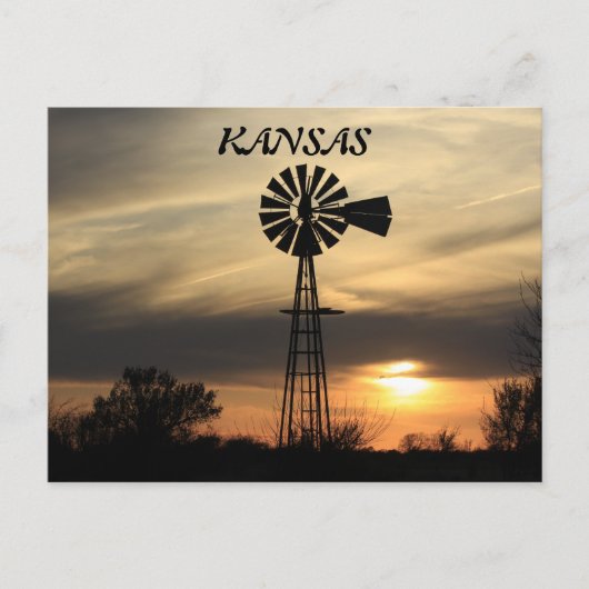 Carte postale Silhouette Windmill Kansas (Devant)